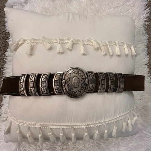 Gail LaBelle Luxury Heavy silver genuine suede leather with rainbow stitch Belt main image 6